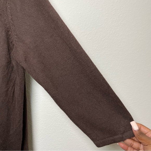 Breckenridge Women Cardigan Sweater XL Chocolate Brown Fall Leaves Artsy - Picture 7 of 10